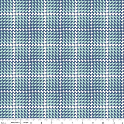 Enchanted Meadow Denim Houndstooth Yardage by Beverly McCullough for Riley Blake Designs
