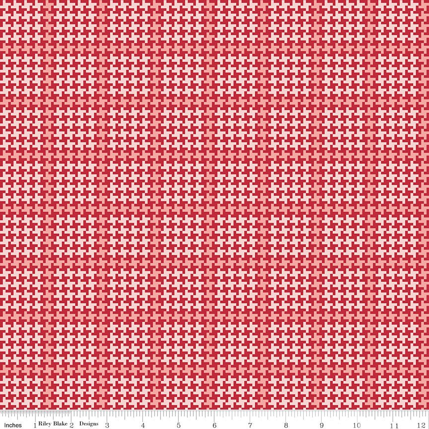 Enchanted Meadow Red Houndstooth Yardage by Beverly McCullough for Riley Blake Designs