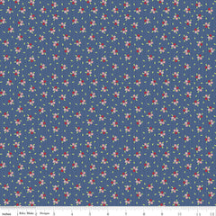 Enchanted Meadow Denim Scattered Flowers Yardage by Beverly McCullough for Riley Blake Designs