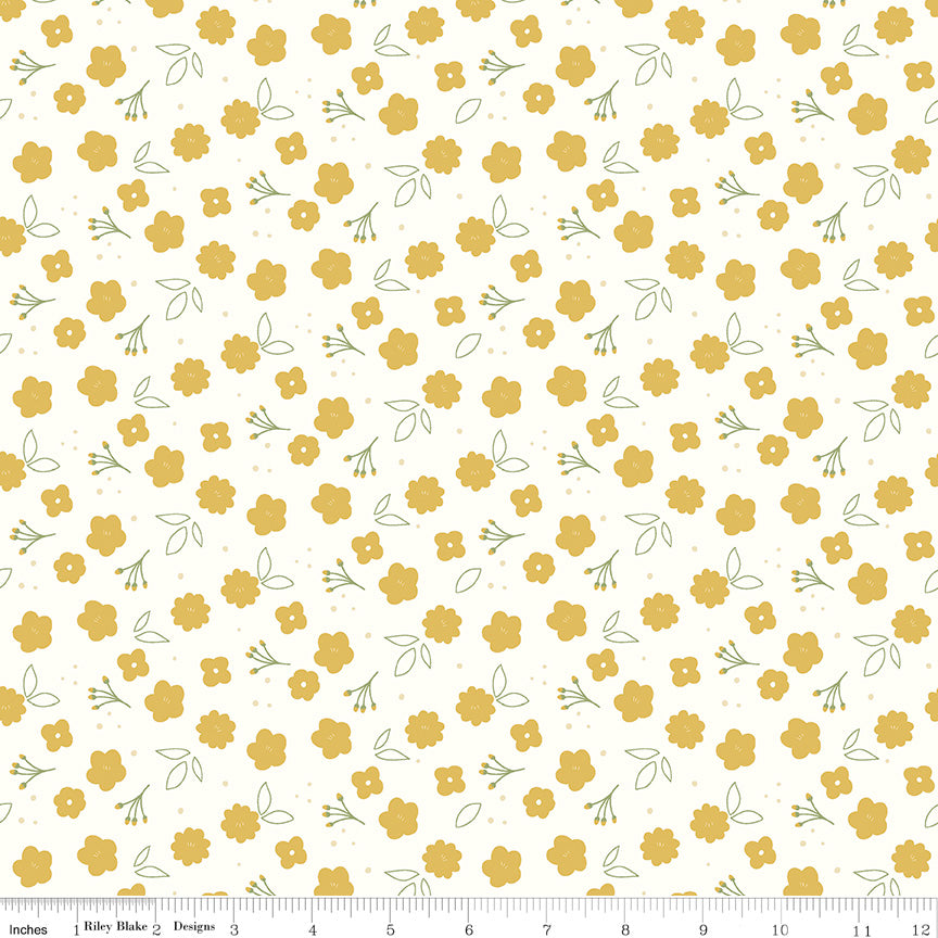 Daybreak Cream Flowers Yardage by Fran Gulick for Riley Blake Designs