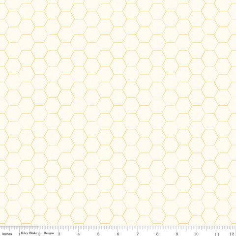 Honey Bee Parchment Honeycomb Yardage by My Mind's Eye for Riley Blake Designs
