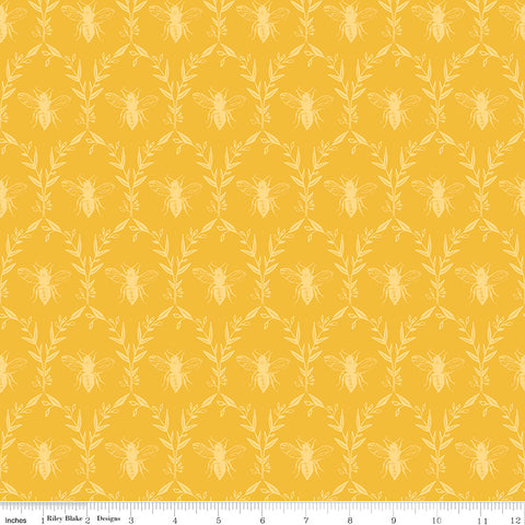 Honey Bee Daisy Damask Yardage by My Mind's Eye for Riley Blake Designs