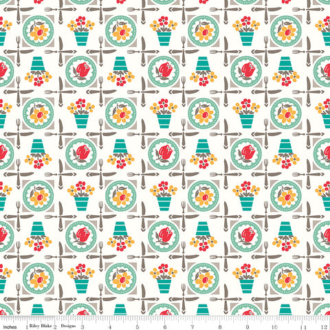 Cook Book Seaglass Luncheon Yardage by Lori Holt for Riley Blake Designs