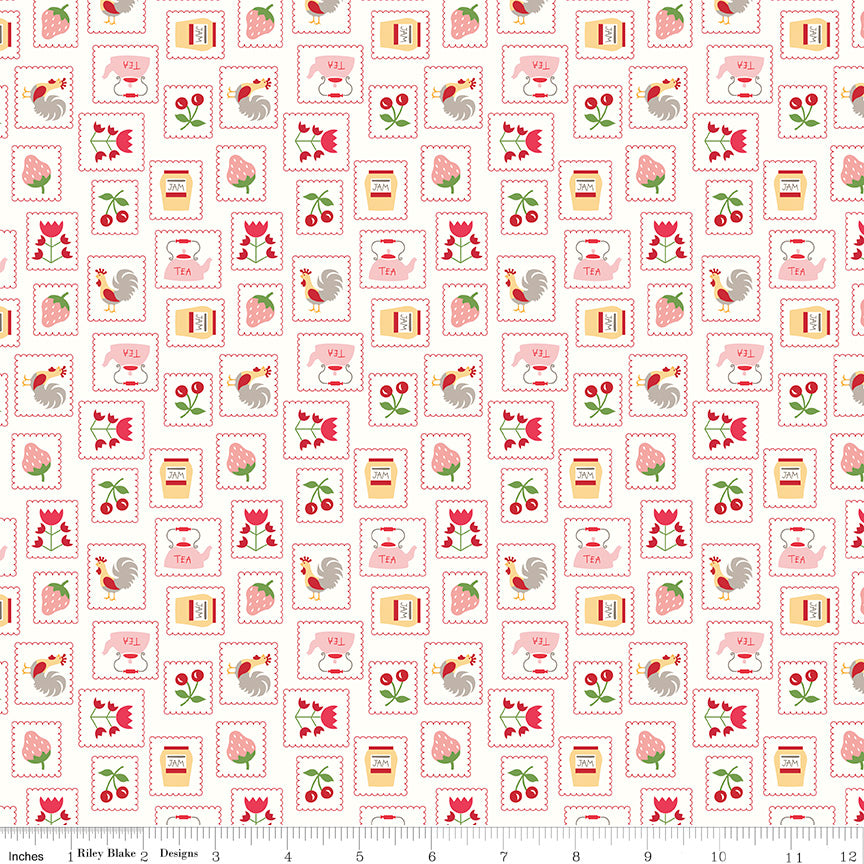 Cook Book Red Stamps Yardage by Lori Holt for Riley Blake Designs