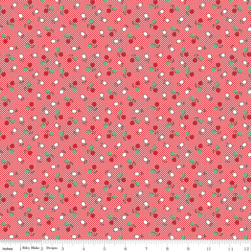 Cook Book Cayenne Tulips Yardage by Lori Holt for Riley Blake Designs