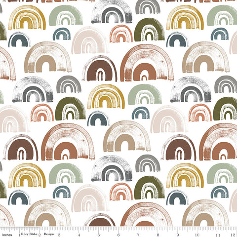The Waterhole White Rainbows Yardage by Gabrielle Neil Design for Riley Blake Designs