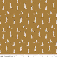 The Waterhole Gold Meerkat Yardage by Gabrielle Neil Design for Riley Blake Designs