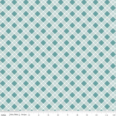 Bee Plaids Teal Scarecrow Yardage by Lori Holt for Riley Blake Designs