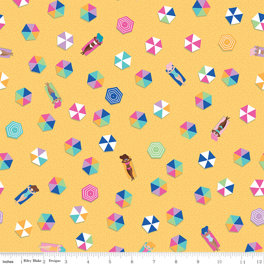 Sunshine Blvd Yellow Umbrellas Yardage by Amber Kemp-Gerstel for Riley Blake Designs