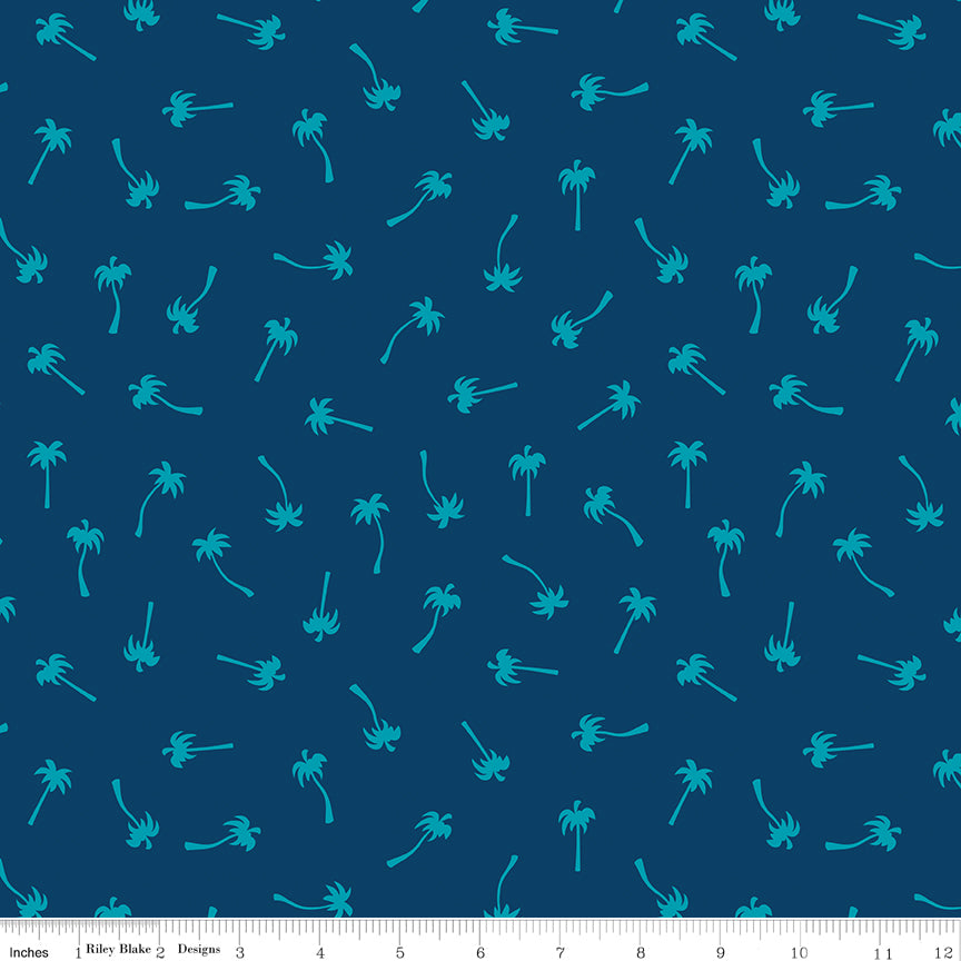 Sunshine Blvd Navy Palm Trees Yardage by Amber Kemp-Gerstel for Riley Blake Designs