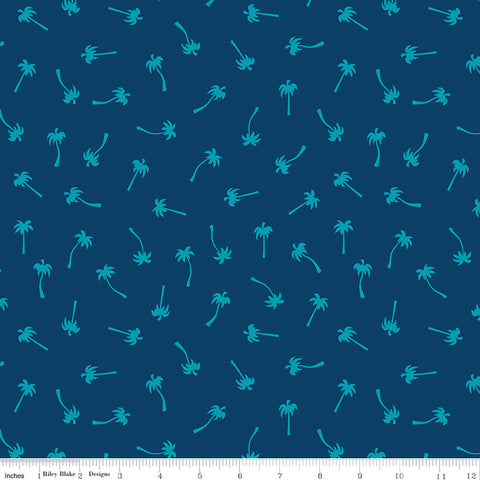 Sunshine Blvd Navy Palm Trees Yardage by Amber Kemp-Gerstel for Riley Blake Designs
