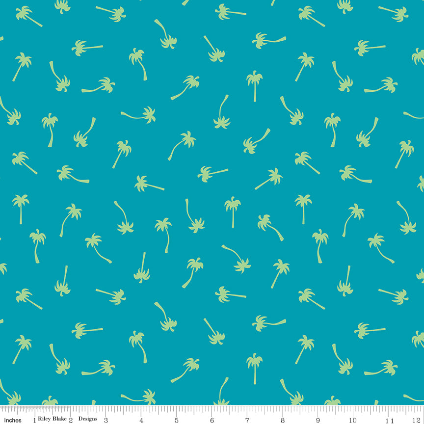 Sunshine Blvd Teal Palm Trees Yardage by Amber Kemp-Gerstel for Riley Blake Designs