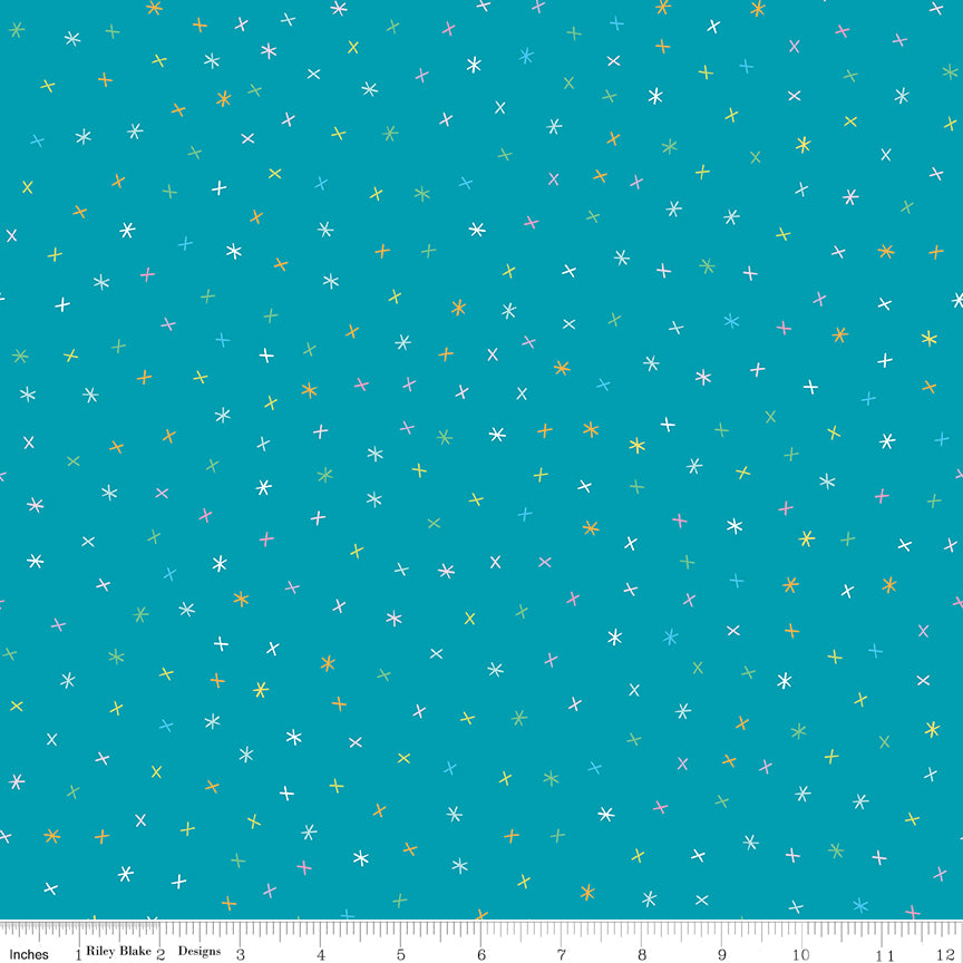 Sunshine Blvd Teal Sparkles Yardage by Amber Kemp-Gerstel for Riley Blake Designs