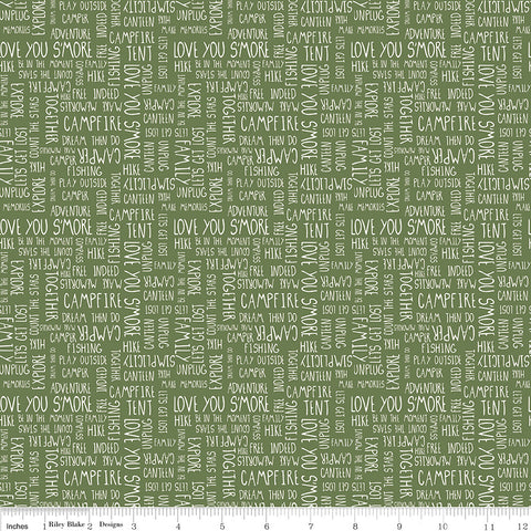 Love You S'more Olive Text Yardage by Gracey Larson for Riley Blake Designs