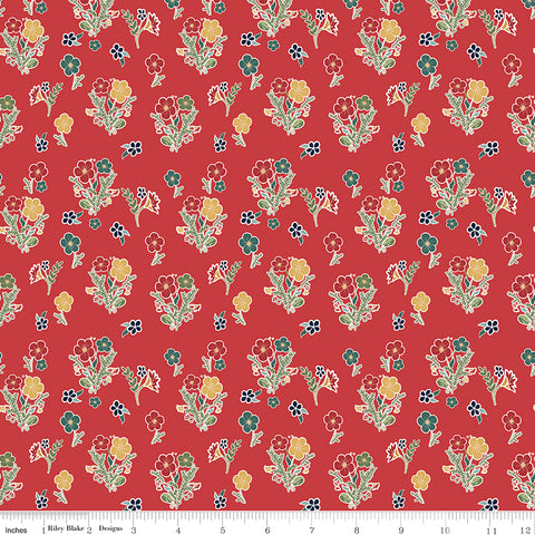 Love You S'more Red Floral Yardage by Gracey Larson for Riley Blake Designs