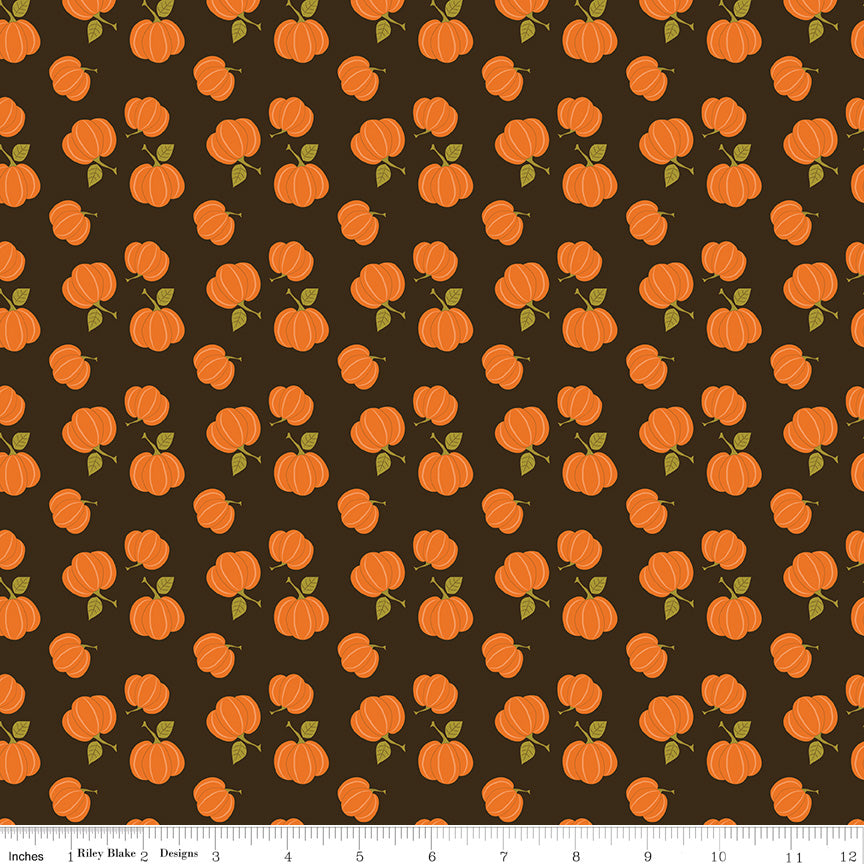 Awesome Autumn Raisin Pumpkins Yardage by Sandy Gervais for Riley Blake Designs