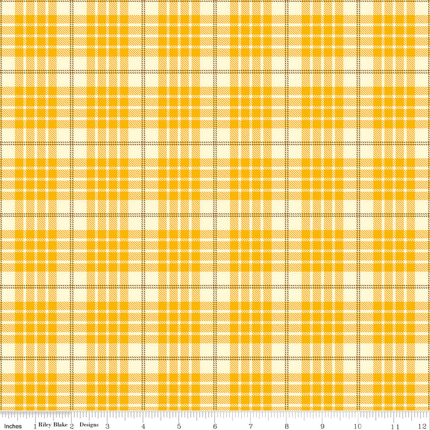 Awesome Autumn Saffron Plaid Yardage by Sandy Gervais for Riley Blake Designs