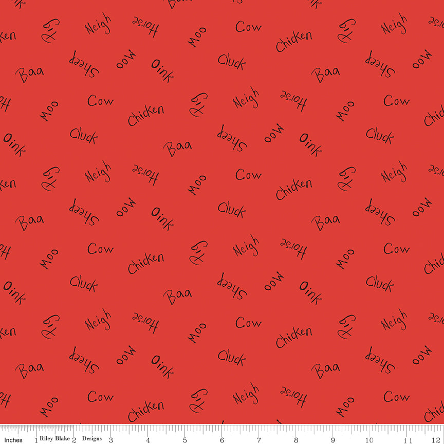 Coloring On The Farm Red Words Yardage by Riley Blake Designs