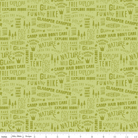 Glamp Camp Green Camp Phrases Yardage by My Mind's Eye for Riley Blake Designs