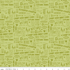 Glamp Camp Green Camp Phrases Yardage by My Mind's Eye for Riley Blake Designs