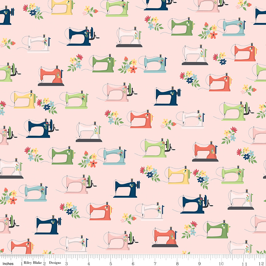 Sew Much Fun Pink Sewing Machines Yardage by Echo Park Paper for Riley Blake Designs