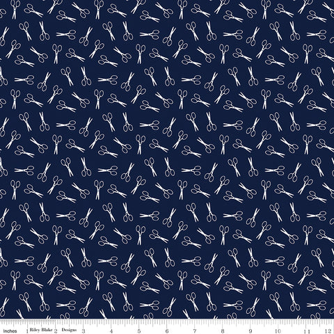 Sew Much Fun Navy Scissors Yardage by Echo Park Paper for Riley Blake Designs
