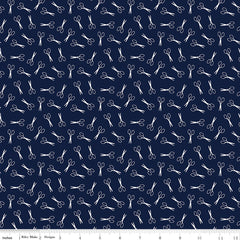 Sew Much Fun Navy Scissors Yardage by Echo Park Paper for Riley Blake Designs