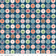 Sew Much Fun Navy Spool Toppers Yardage by Echo Park Paper for Riley Blake Designs