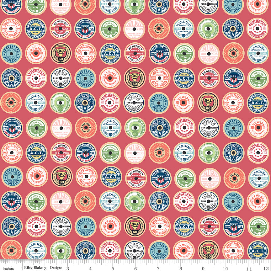 Sew Much Fun Tea Rose Scissors Yardage by Echo Park Paper for Riley Blake Designs