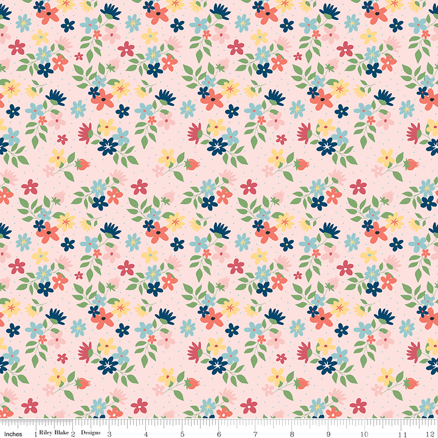 Sew Much Fun Pink Floral Yardage by Echo Park Paper for Riley Blake Designs