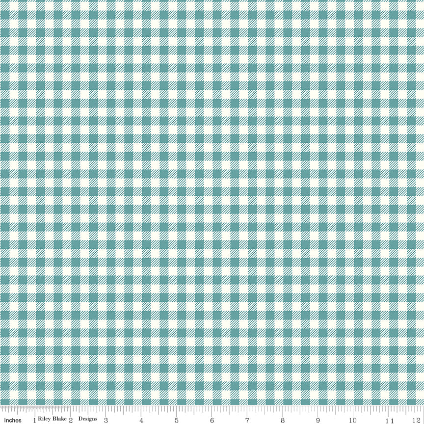 Bee Ginghams Teal ReNae Yardage by Lori Holt for Riley Blake Designs