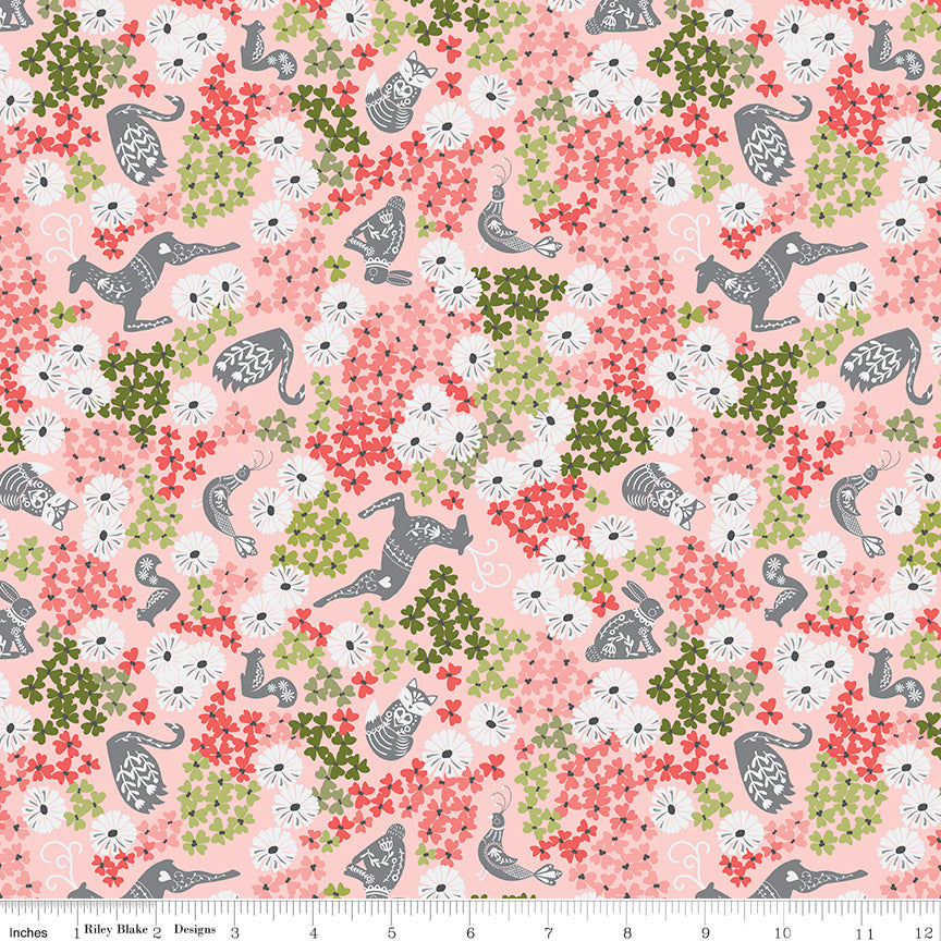 Fable Blush Fauna Yardage by Jill Finley for Riley Blake Designs