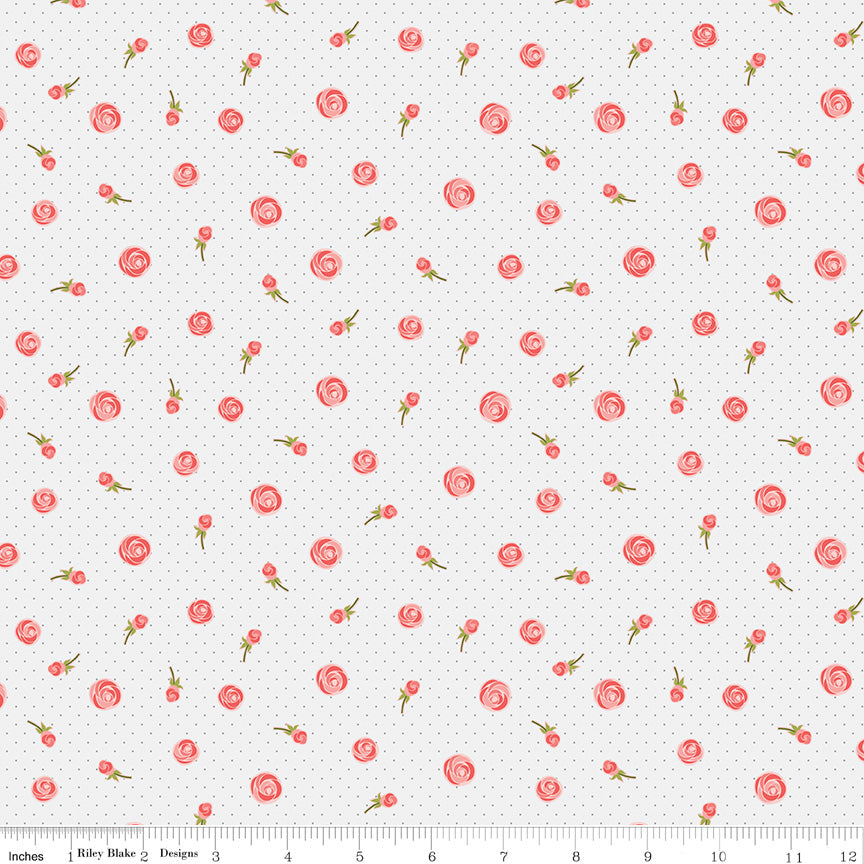 Fable Off White Buds Yardage by Jill Finley for Riley Blake Designs