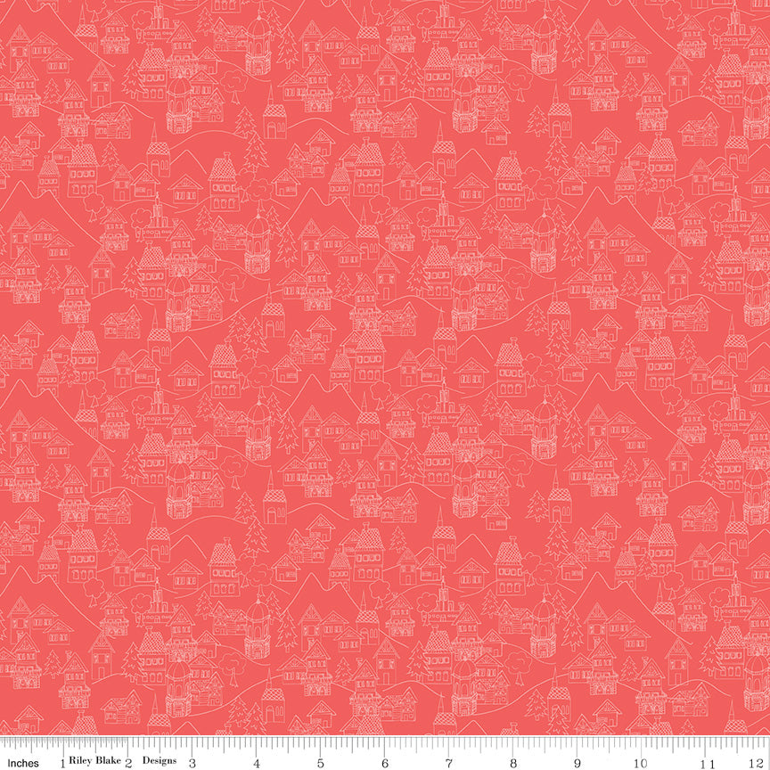 Fable Coral Village Yardage by Jill Finley for Riley Blake Designs
