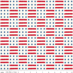 Land Of The Brave Cream Stars And Stripes Yardage by My Mind's Eye for Riley Blake Designs