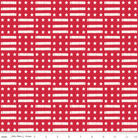 Land Of The Brave Red Stars And Stripes Yardage by My Mind's Eye for Riley Blake Designs