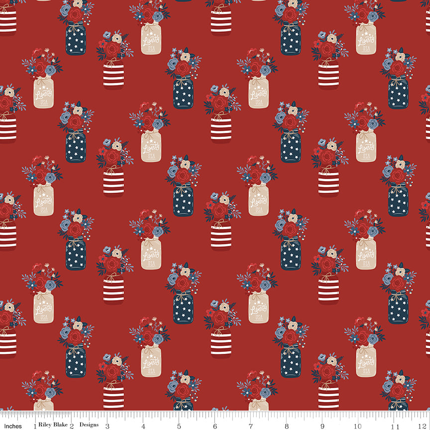 Red White And True Red Vases Yardage by Dani Mogstad for Riley Blake Designs