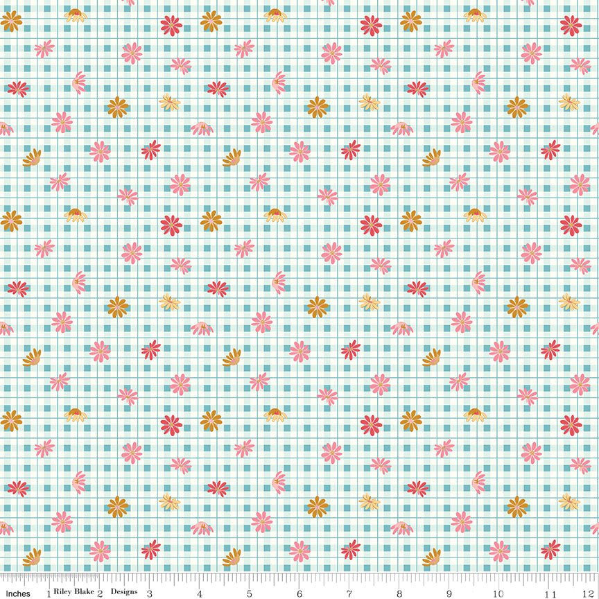 Sweet Acres Aruba Floral Gingham Yardage by Beverly McCullough for Riley Blake Designs