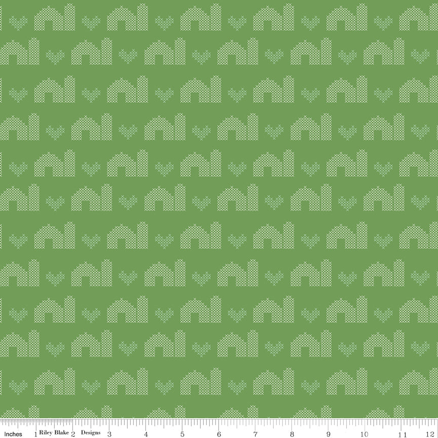 Sweet Acres Basil Barn Stitch Yardage by Beverly McCullough for Riley Blake Designs