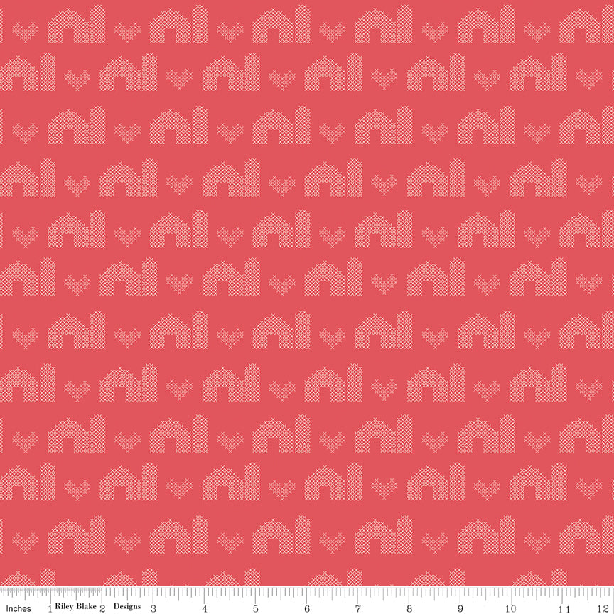 Sweet Acres Sunset Barn Stitch Yardage by Beverly McCullough for Riley Blake Designs