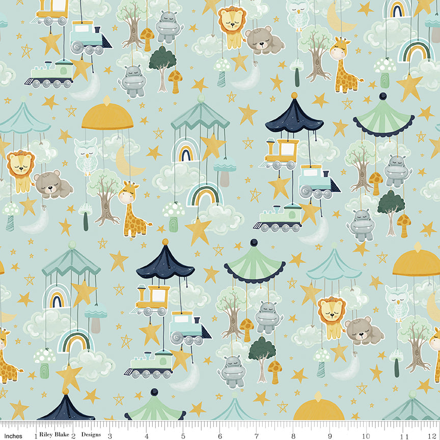 It's A Boy Aqua Mobiles Yardage by Echo Park Paper for Riley Blake Designs