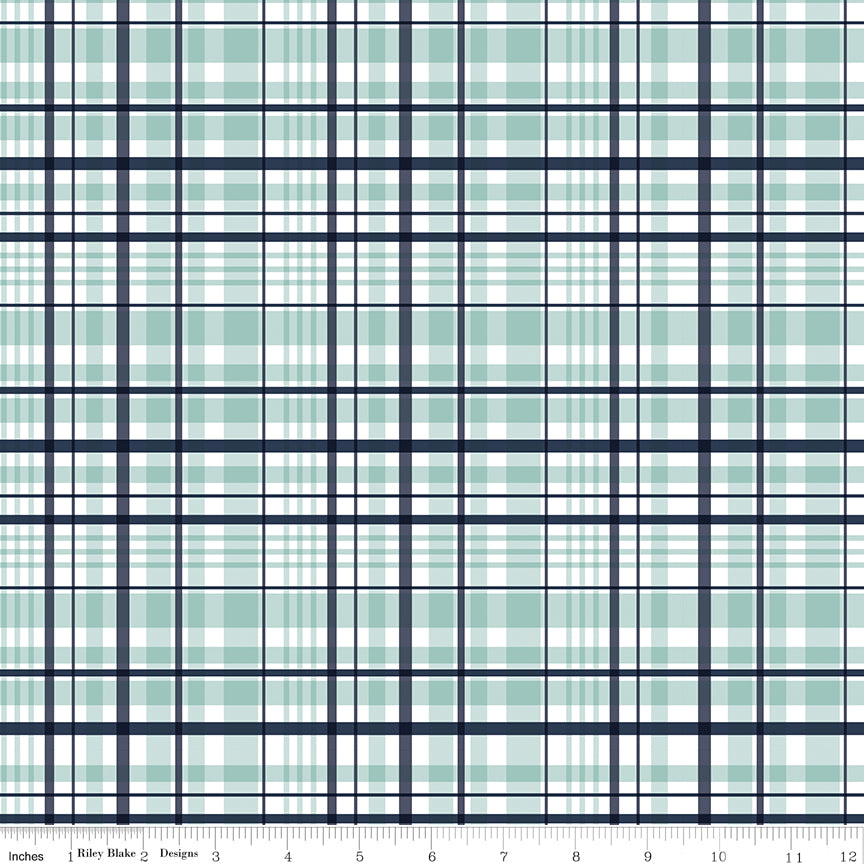It's A Boy Aqua Plaid Yardage by Echo Park Paper for Riley Blake Designs