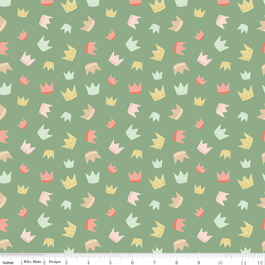 It's A Girl Sage Crowns Yardage by Echo Park Paper for Riley Blake Designs