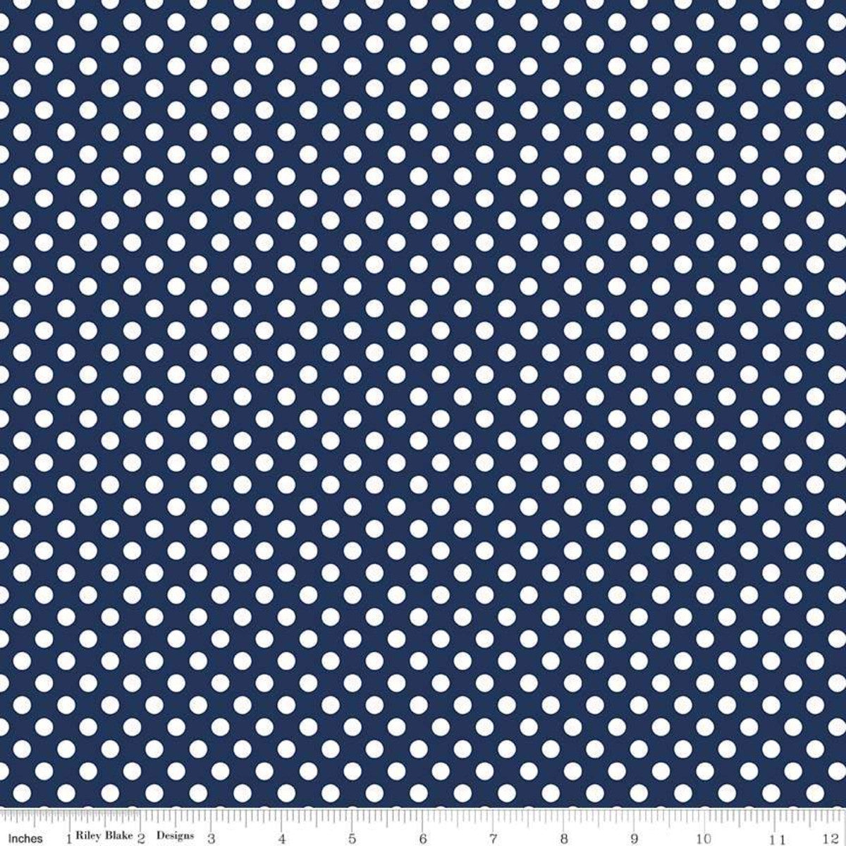 Small Dots Navy Yardage by Riley Blake Designs