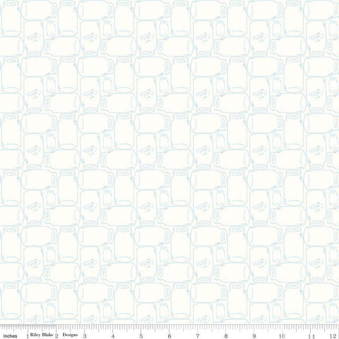 Bee Backgrounds Aqua Canning Jar Yardage by Lori Holt for Riley Blake Designs