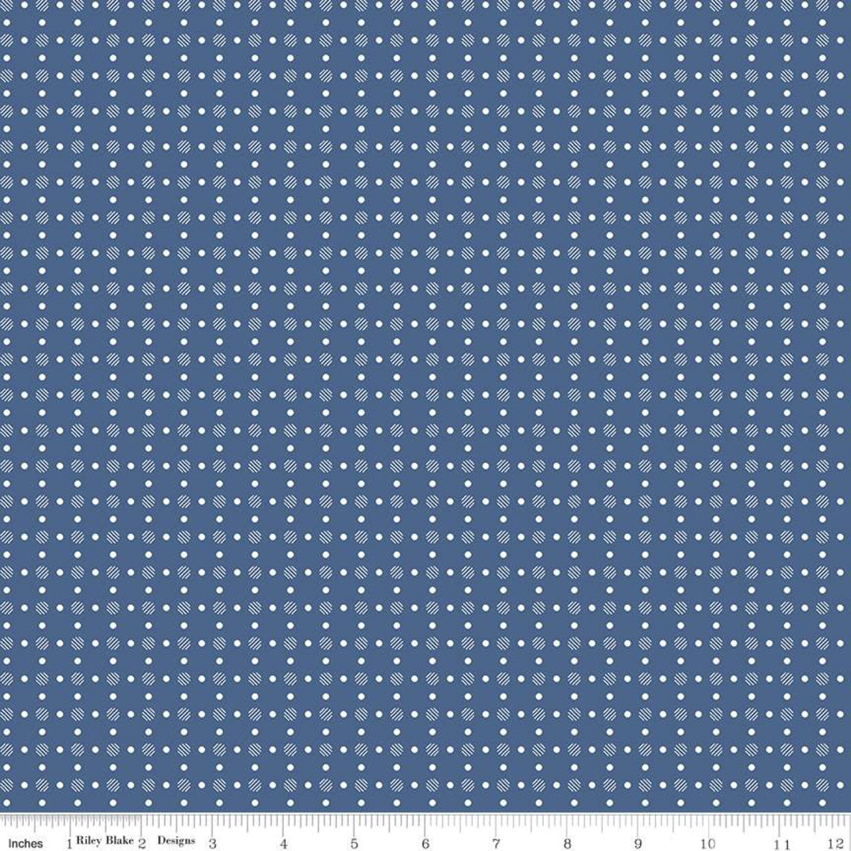 Bee Basics Denim Polka Dot Yardage by Lori Holt for Riley Blake Designs