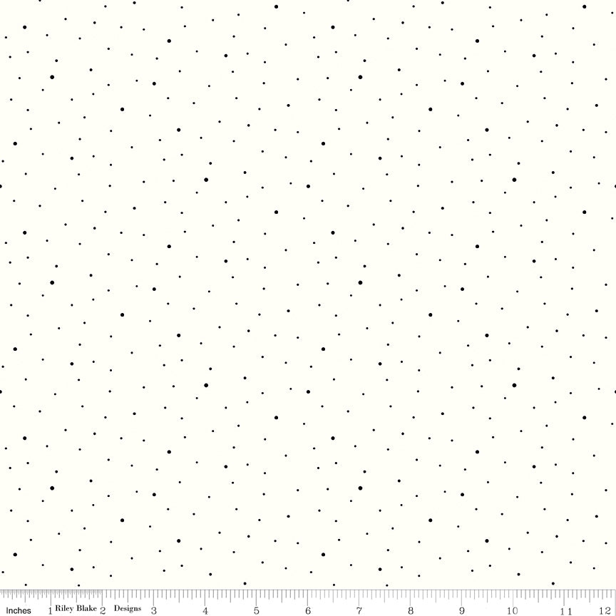 Dapple Dot Black on White Yardage by the RBD Designers for Riley Blake Designs