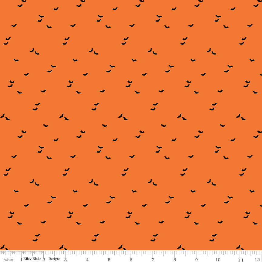 Seasonal Basics Orange Bats Yardage by Riley Blake Designs