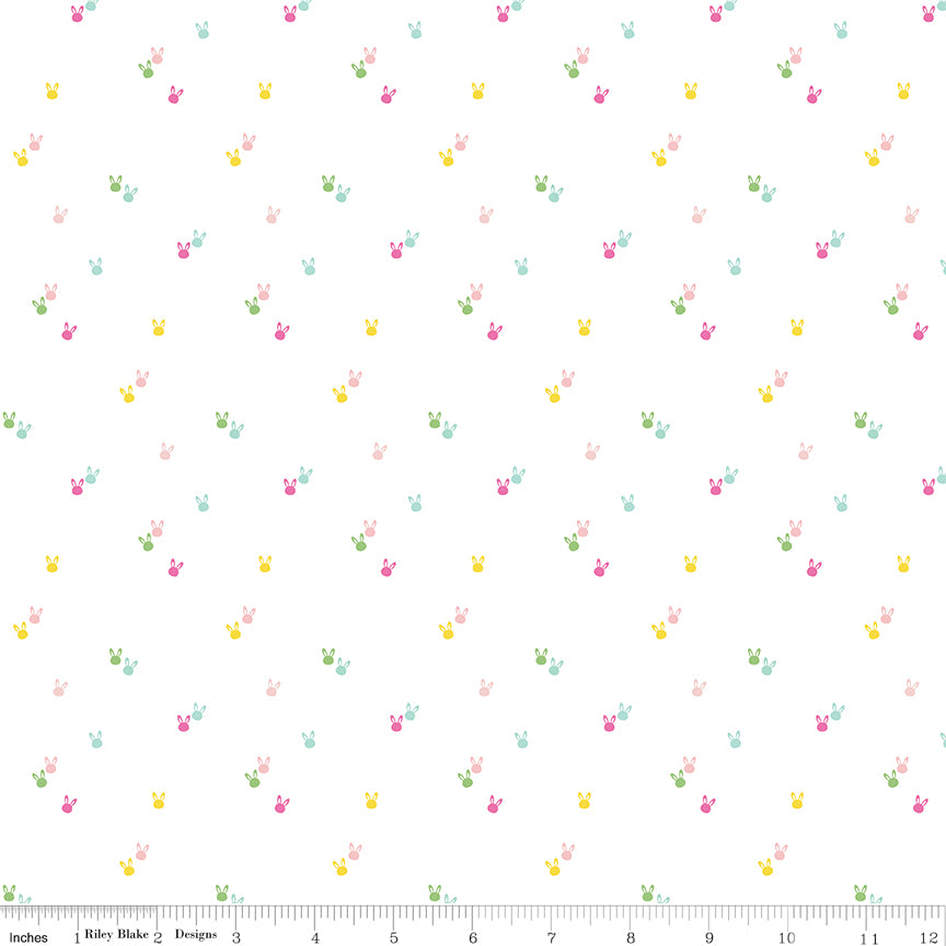 Seasonal Basics White Bunnies Yardage by Riley Blake Designs