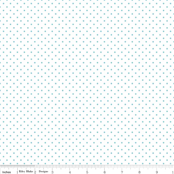 Swiss Dot Aqua on White Yardage by Riley Blake Designs